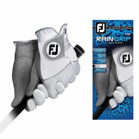 White/Grey Men\'s Footjoy Golf RainGrip Golf Gloves | UK6084297