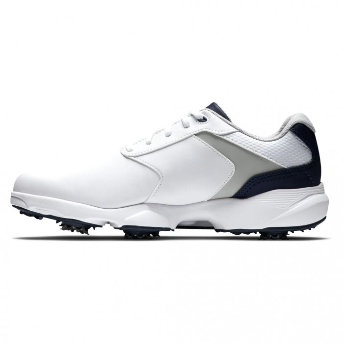 White / Grey / Navy Men's Footjoy Golf eComfort Spiked Golf Shoes | UK8329405