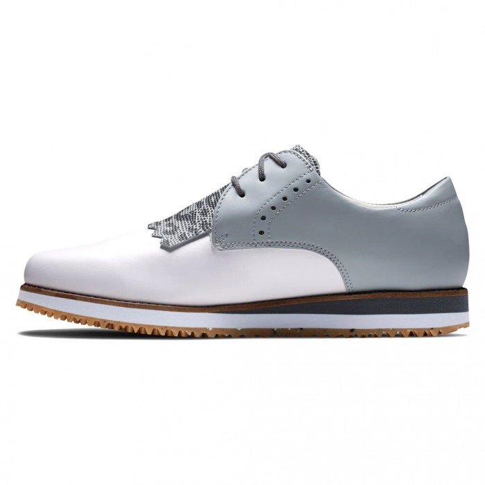 White / Light Grey Women's Footjoy Golf Sport Retro - Kiltie Spikeless Golf Shoes | UK0923571