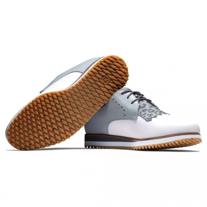 White / Light Grey Women's Footjoy Golf Sport Retro - Kiltie Spikeless Golf Shoes | UK0923571