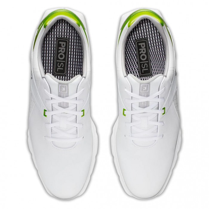 White / Lime Men's Footjoy Golf Pro|SL Spikeless Golf Shoes | UK1389640