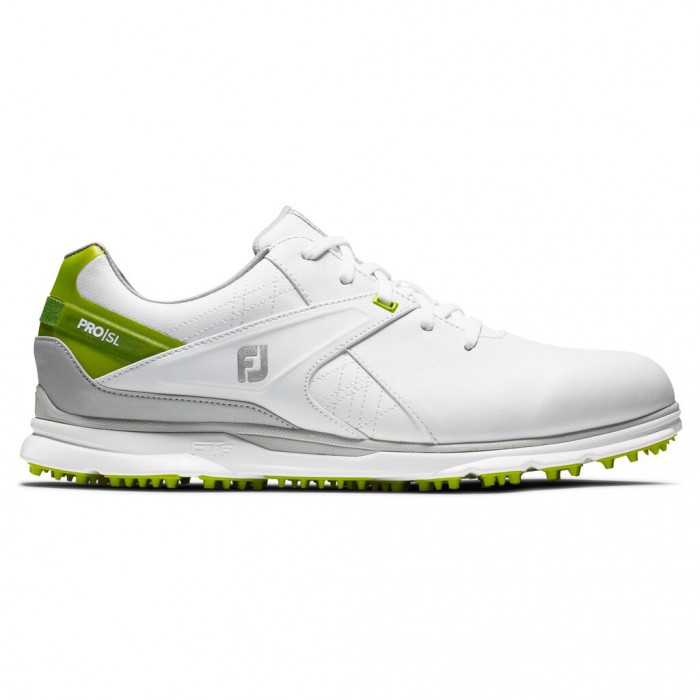 White / Lime Men\'s Footjoy Golf Pro|SL Spikeless Golf Shoes | UK1389640