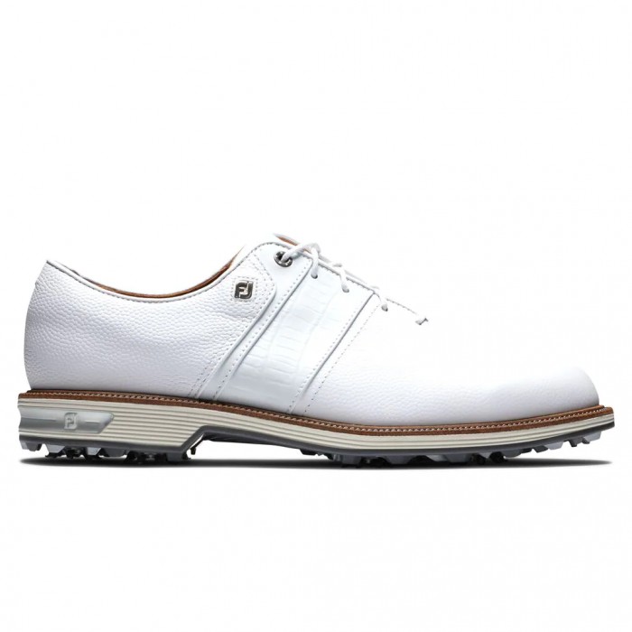 White Men\'s Footjoy Golf Premiere Series - Packard Spiked Golf Shoes | UK8503961