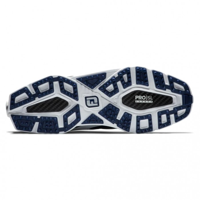 White / Navy Men's Footjoy Golf Pro|SL Carbon BOA Spikeless Golf Shoes | UK7164280