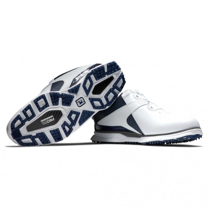 White / Navy Men's Footjoy Golf Pro|SL Carbon BOA Spikeless Golf Shoes | UK7164280