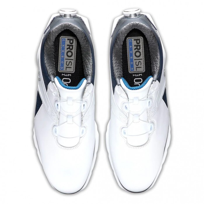 White / Navy Men's Footjoy Golf Pro|SL Carbon BOA Spikeless Golf Shoes | UK7164280