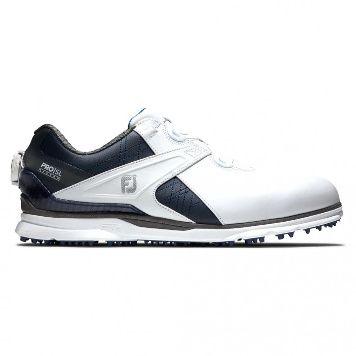 White / Navy Men\'s Footjoy Golf Pro|SL Carbon BOA Spikeless Golf Shoes | UK7164280