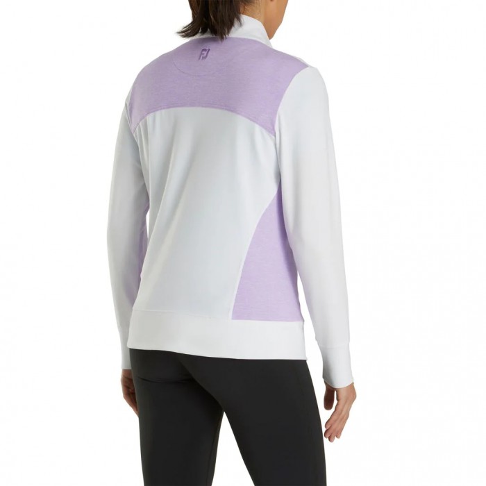 White / Orchid Heather Women's Footjoy Golf Full-Zip Panel Pocket Mid Layer Jacket | UK9270483