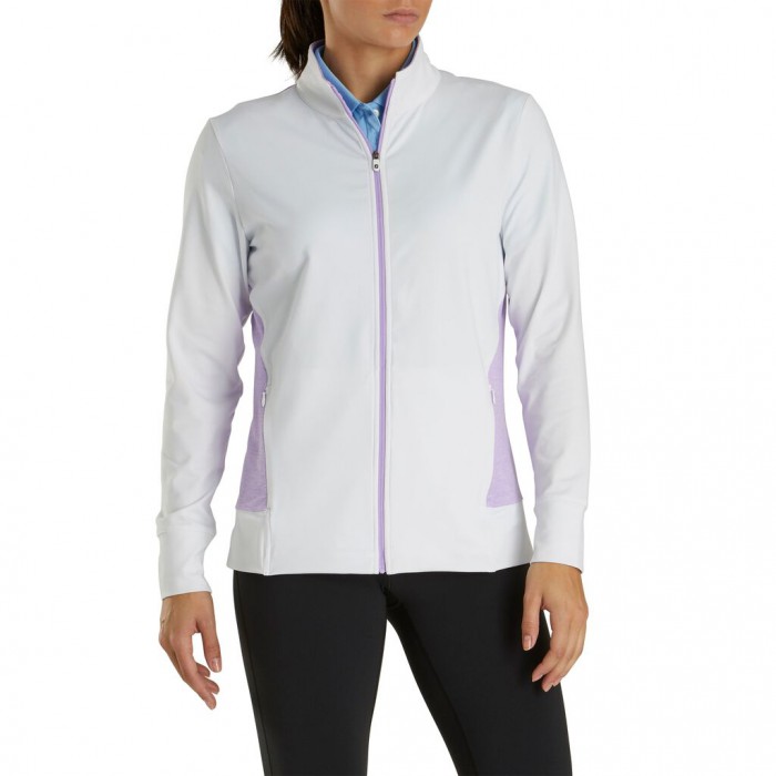 White / Orchid Heather Women\'s Footjoy Golf Full-Zip Panel Pocket Mid Layer Jacket | UK9270483