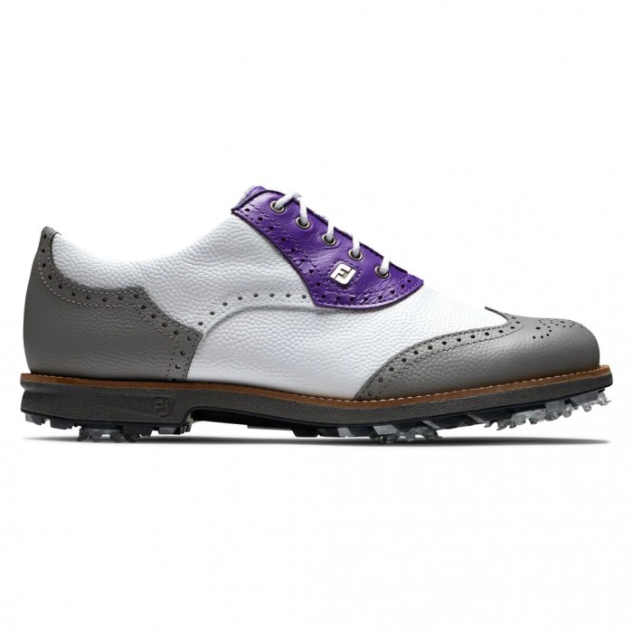 White Pebble / Grey Pebble / Purple Women\'s Footjoy Golf Premiere Series - Shield Tip Spiked Golf Sh