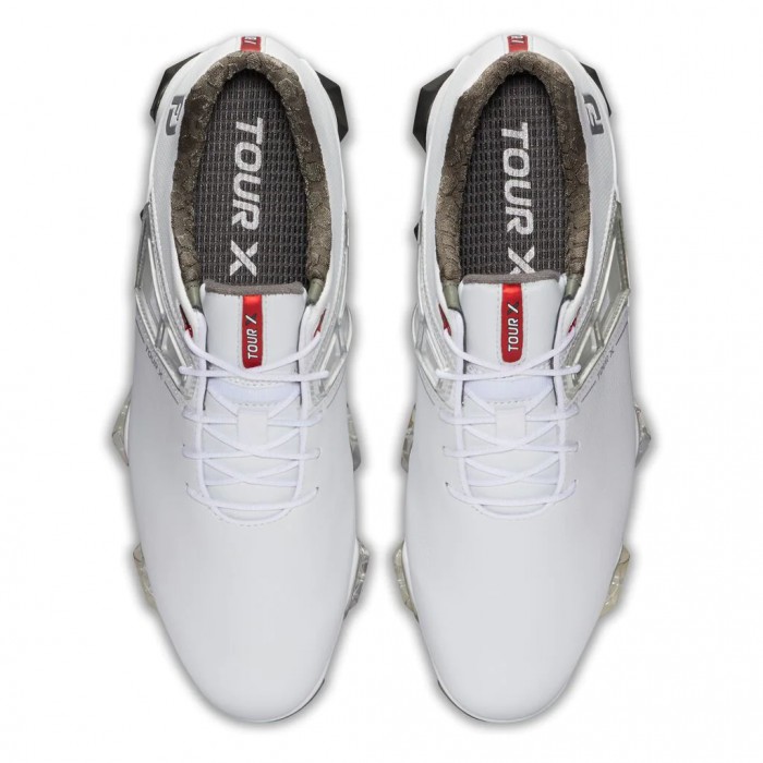 White / Red Men's Footjoy Golf Tour X Spiked Golf Shoes | UK0147962