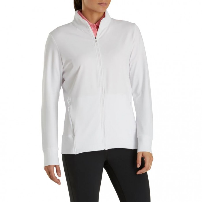 White Women's Footjoy Golf Full-Zip Panel Pocket Mid Layer Jacket | UK2378465