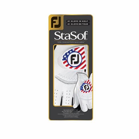 White Women's Footjoy Golf StaSof Flag Golf Gloves | UK2308679