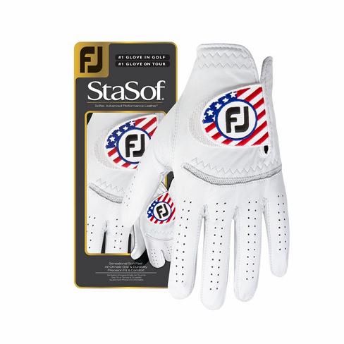 White Women\'s Footjoy Golf StaSof Flag Golf Gloves | UK2308679